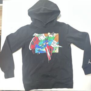 Jordan Jumpman Boys Black Fleece Pullover Hoodie L Graphic Print Pockets